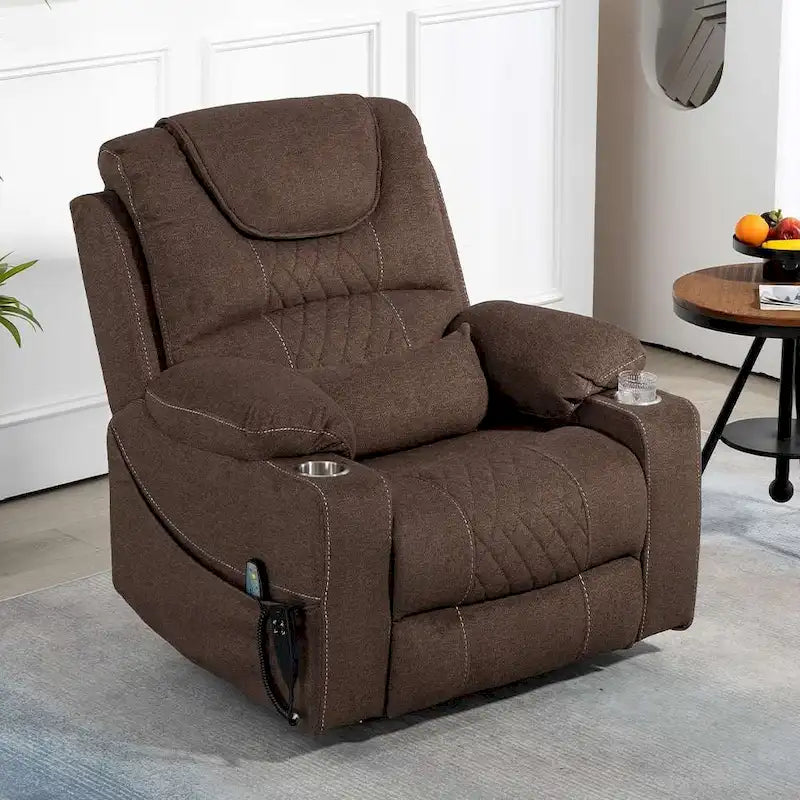 Fauteuil inclinable électrique grand format à plat 180° – Double moteur, massage et chauffage