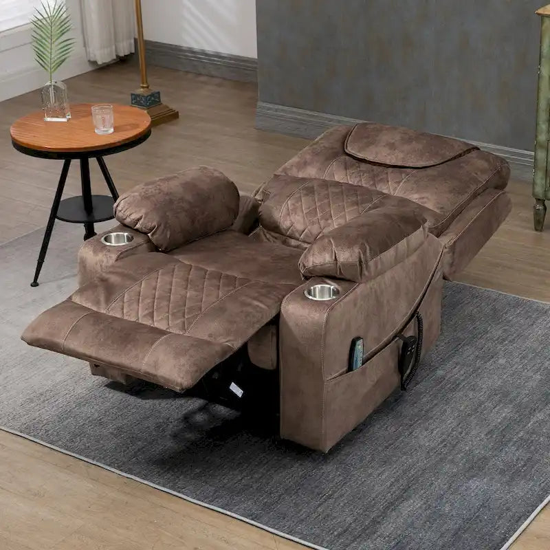 Fauteuil inclinable électrique grand format à plat 180° – Double moteur, massage et chauffage
