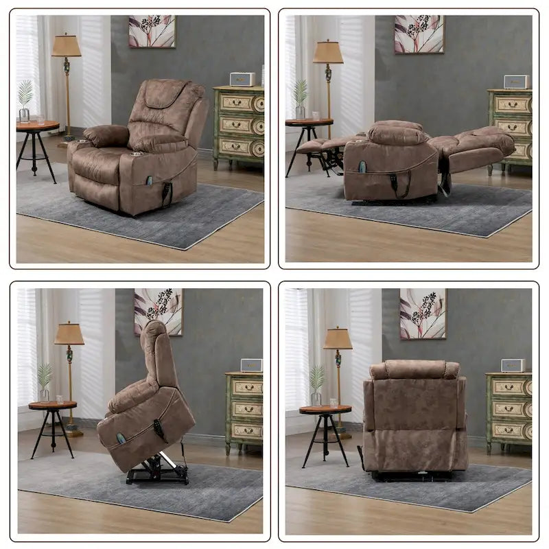 Fauteuil inclinable électrique grand format à plat 180° – Double moteur, massage et chauffage