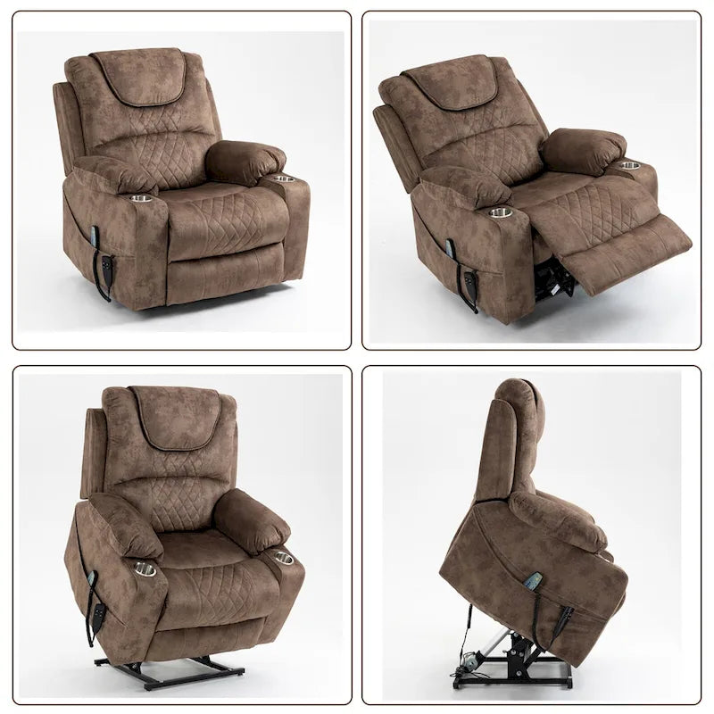 Fauteuil inclinable électrique grand format à plat 180° – Double moteur, massage et chauffage