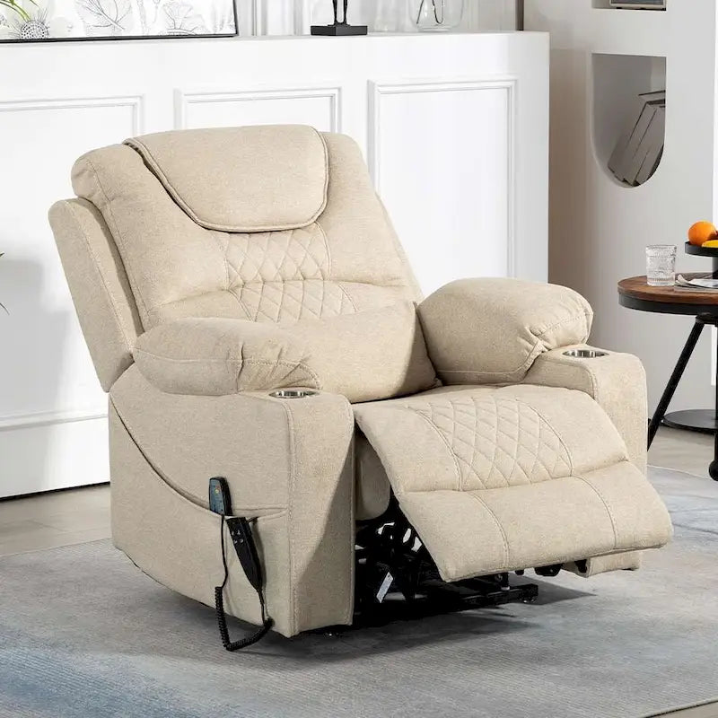 Fauteuil inclinable électrique grand format à plat 180° – Double moteur, massage et chauffage
