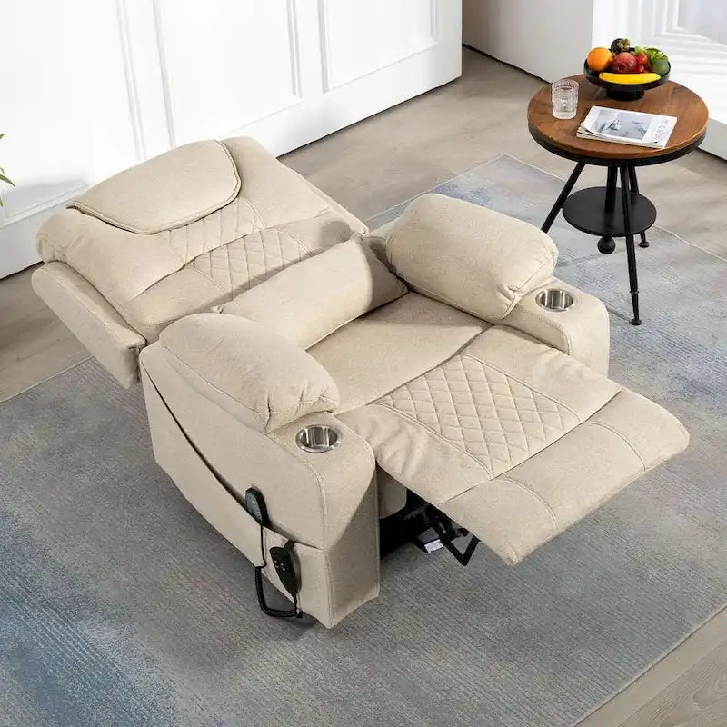 Fauteuil inclinable électrique grand format à plat 180° – Double moteur, massage et chauffage