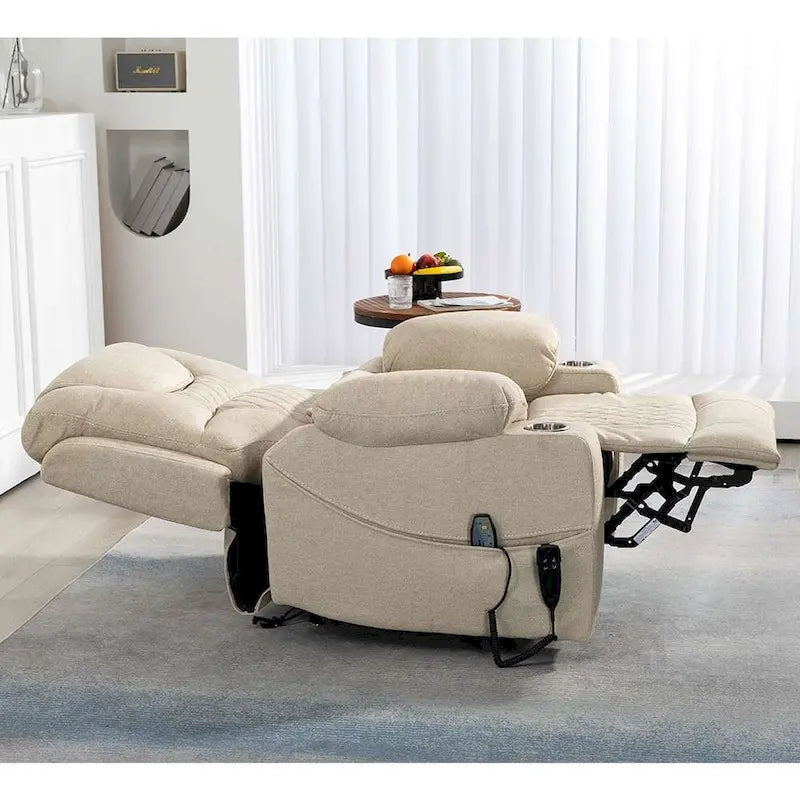 Fauteuil inclinable électrique grand format à plat 180° – Double moteur, massage et chauffage