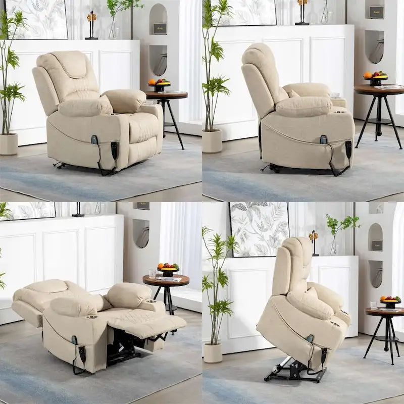 Fauteuil inclinable électrique grand format à plat 180° – Double moteur, massage et chauffage