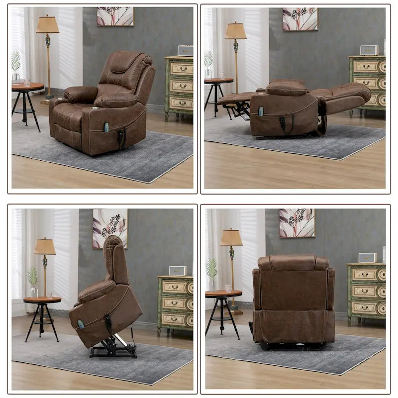 Fauteuil inclinable électrique grand format à plat 180° – Double moteur, massage et chauffage
