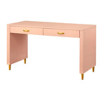 Bureau scandinave avec 2 tiroirs et pieds dorés – 135 cm de large