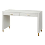 Bureau scandinave avec 2 tiroirs et pieds dorés – 135 cm de large