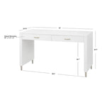 Bureau scandinave avec 2 tiroirs et pieds dorés – 135 cm de large