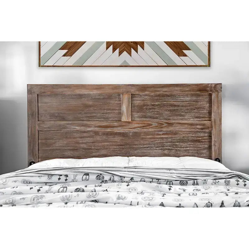 Lit de rangement rustique en bois avec tête de lit USB et 2 tiroirs de pied de lit