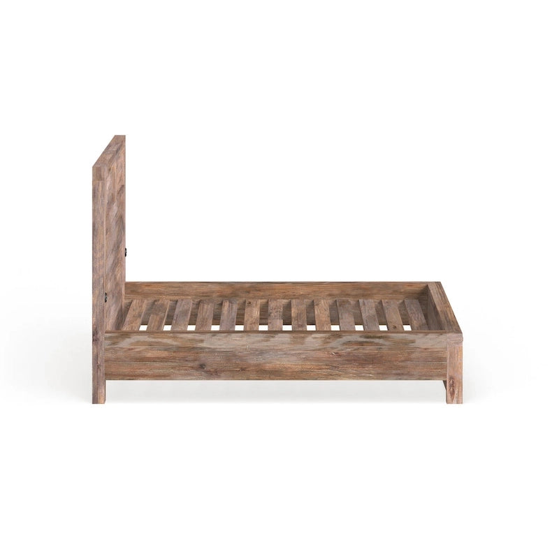 Lit de rangement rustique en bois avec tête de lit USB et 2 tiroirs de pied de lit