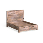 Lit de rangement rustique en bois avec tête de lit USB et 2 tiroirs de pied de lit