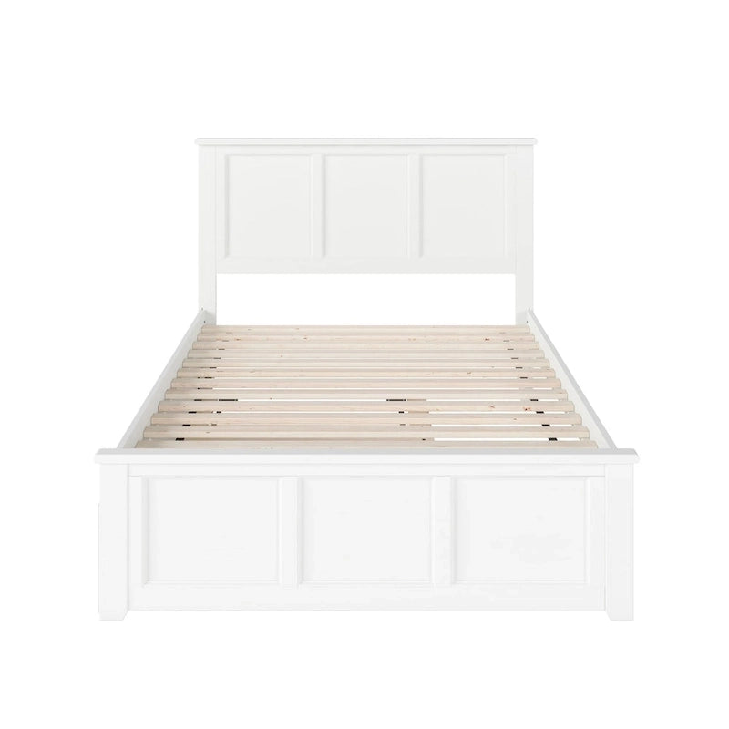 Lit plateforme double blanc avec lit gigogne simple et chargeur turbo