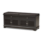 Banc de rangement pour chaussures marron foncé à 2 tiroirs avec siège rembourré