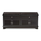 Banc de rangement pour chaussures marron foncé à 2 tiroirs avec siège rembourré