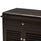 Banc de rangement pour chaussures marron foncé à 2 tiroirs avec siège rembourré
