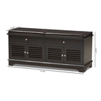 Banc de rangement pour chaussures marron foncé à 2 tiroirs avec siège rembourré