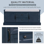 Banc de rangement d'entrée avec coussin en velours amovible – 90 kg
