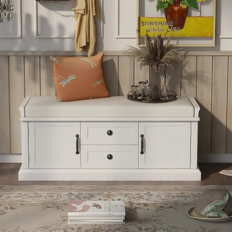 Banc de rangement d'entrée avec coussin en velours amovible – 90 kg