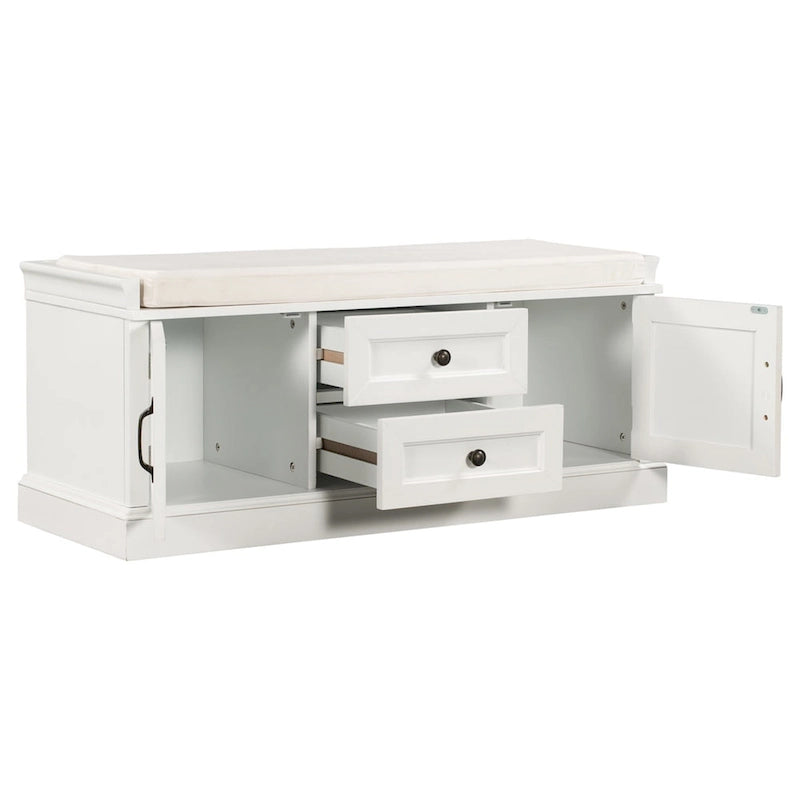 Banc de rangement d'entrée avec coussin en velours amovible – 90 kg