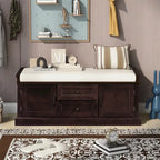 Banc de rangement d'entrée avec coussin en velours amovible – 90 kg