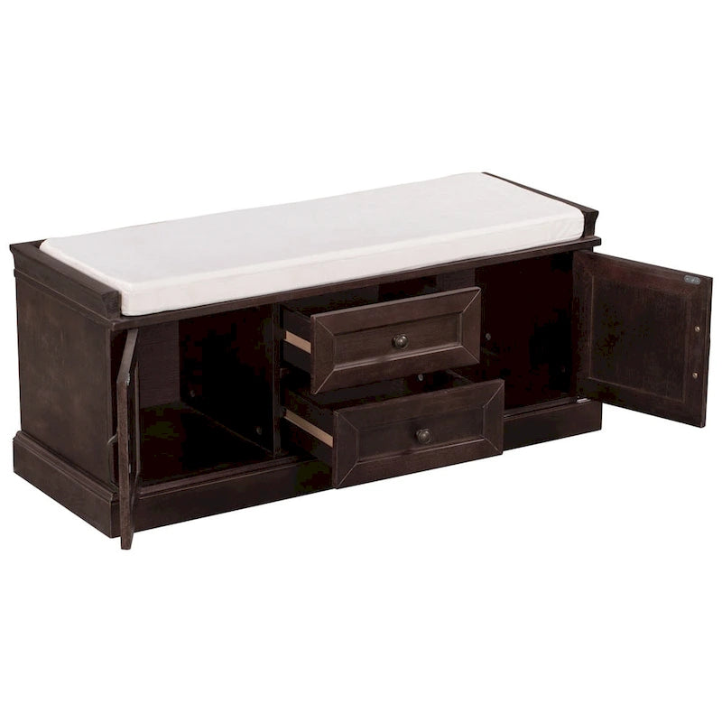 Banc de rangement d'entrée avec coussin en velours amovible – 90 kg