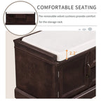 Banc de rangement d'entrée avec coussin en velours amovible – 90 kg