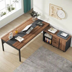 Bureau de direction de 180 cm avec classeur latéral de 120 cm pour bureau à domicile