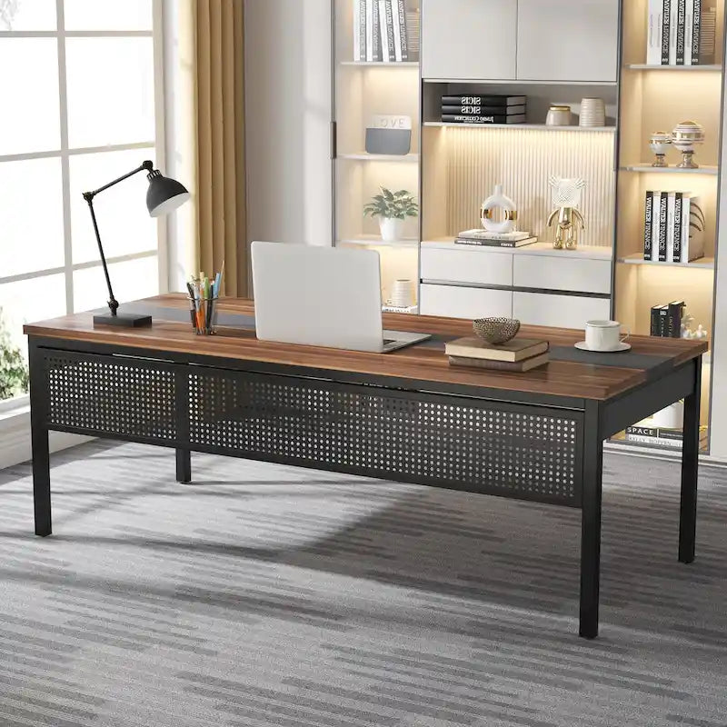 Bureau de direction de 180 cm avec classeur latéral de 120 cm pour bureau à domicile