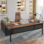 Bureau de direction de 180 cm avec classeur latéral de 120 cm pour bureau à domicile