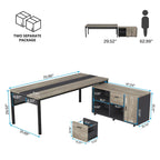 Bureau de direction de 180 cm avec classeur latéral de 120 cm pour bureau à domicile