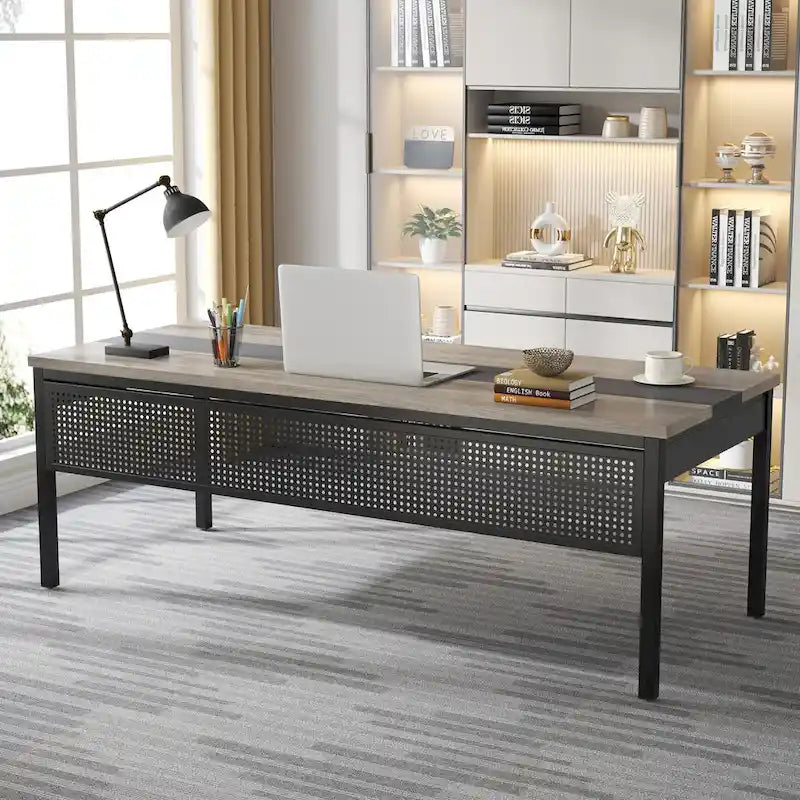 Bureau de direction de 180 cm avec classeur latéral de 120 cm pour bureau à domicile