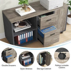 Bureau de direction de 180 cm avec classeur latéral de 120 cm pour bureau à domicile