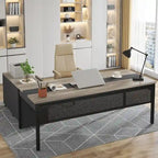 Bureau de direction de 180 cm avec classeur latéral de 120 cm pour bureau à domicile