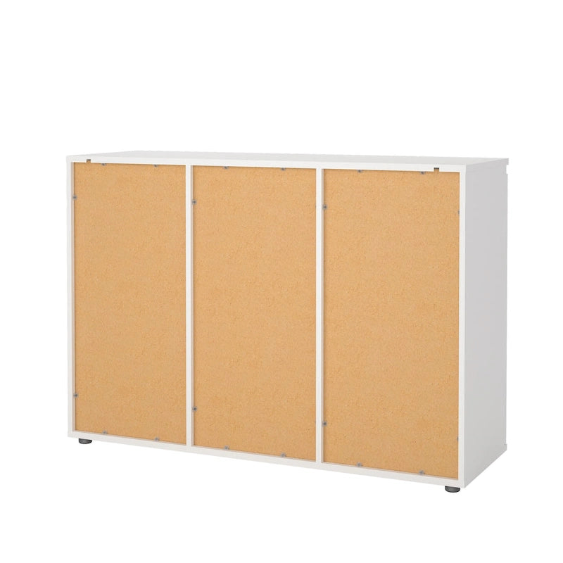 Bahut blanc moderne avec 2 portes, 3 tiroirs et étagères réglables