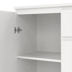 Bahut blanc moderne avec 2 portes, 3 tiroirs et étagères réglables