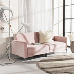 Canapé-lit futon pliable en velours contemporain avec pieds chromés