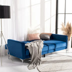 Canapé-lit futon pliable en velours contemporain avec pieds chromés