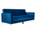 Canapé-lit futon pliable en velours contemporain avec pieds chromés