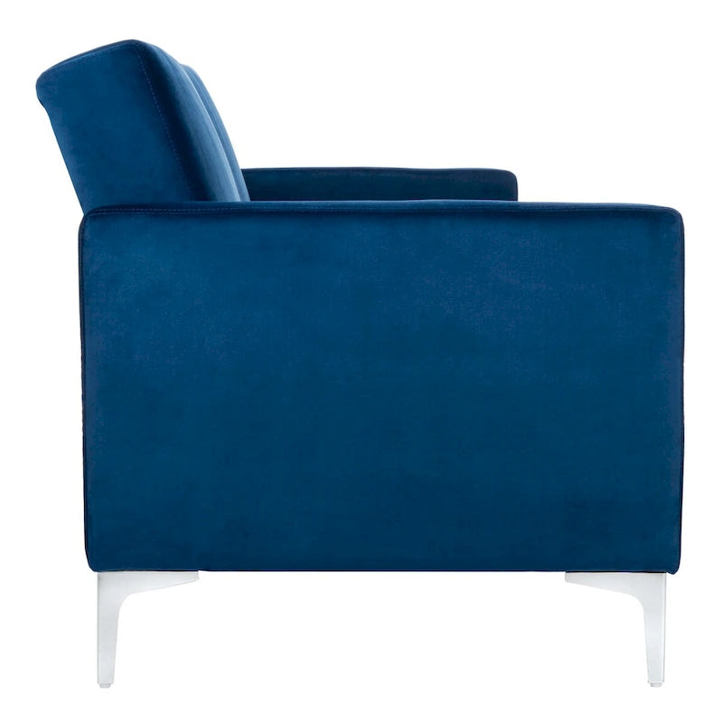 Canapé-lit futon pliable en velours contemporain avec pieds chromés