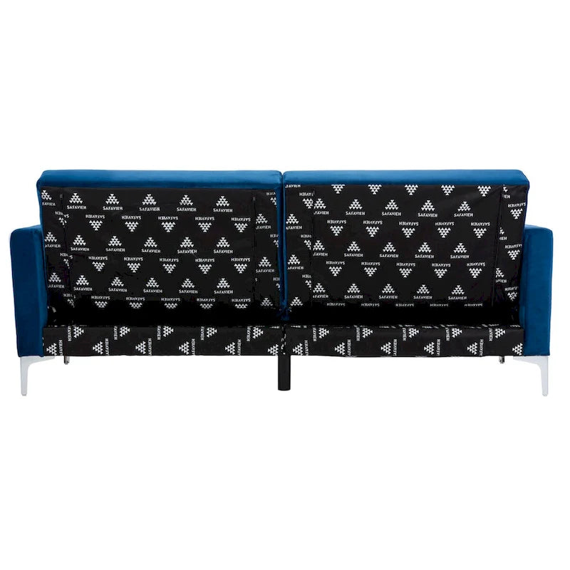 Canapé-lit futon pliable en velours contemporain avec pieds chromés