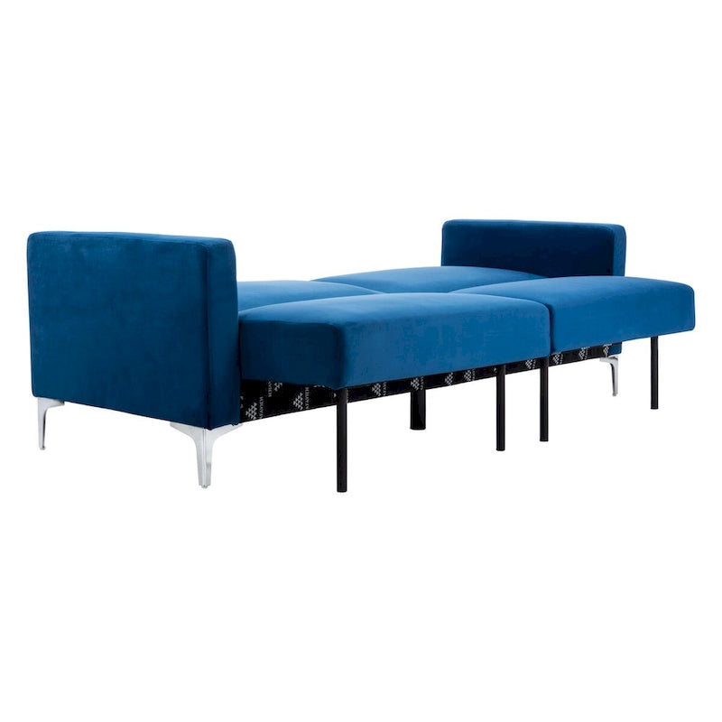 Canapé-lit futon pliable en velours contemporain avec pieds chromés