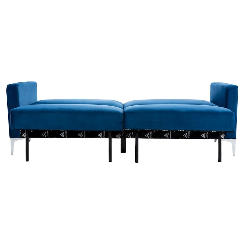 Canapé-lit futon pliable en velours contemporain avec pieds chromés