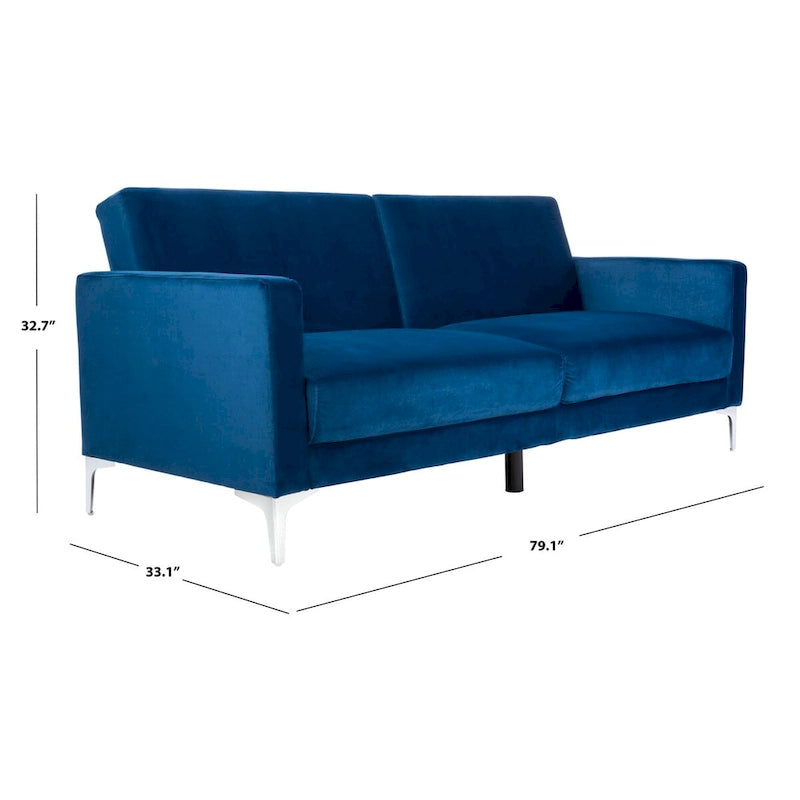 Canapé-lit futon pliable en velours contemporain avec pieds chromés