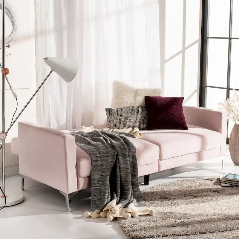 Canapé-lit futon pliable en velours contemporain avec pieds chromés