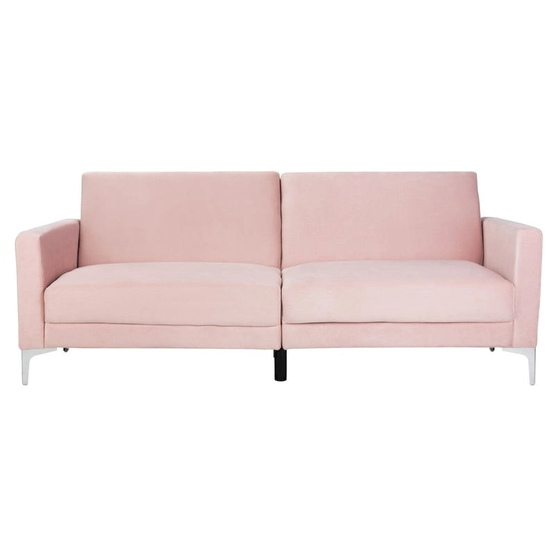 Canapé-lit futon pliable en velours contemporain avec pieds chromés