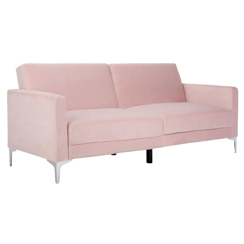 Canapé-lit futon pliable en velours contemporain avec pieds chromés