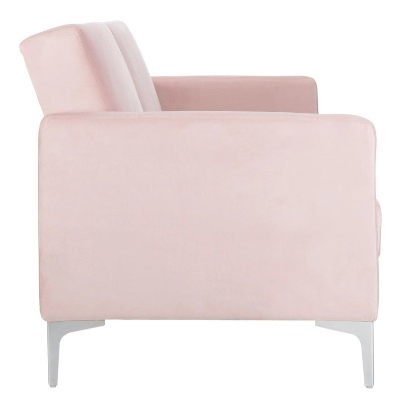 Canapé-lit futon pliable en velours contemporain avec pieds chromés