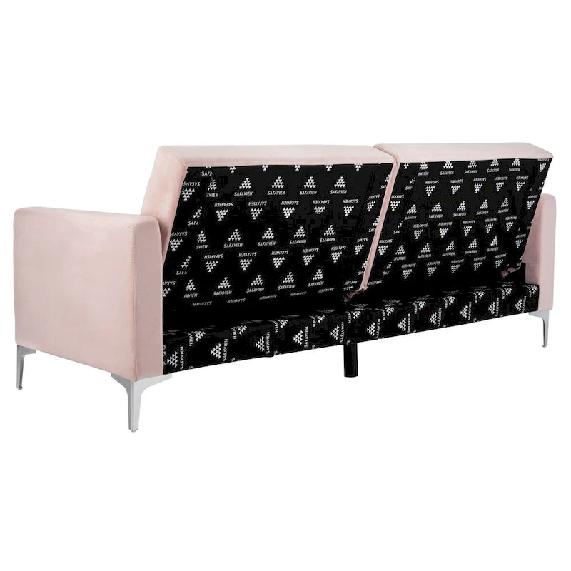 Canapé-lit futon pliable en velours contemporain avec pieds chromés