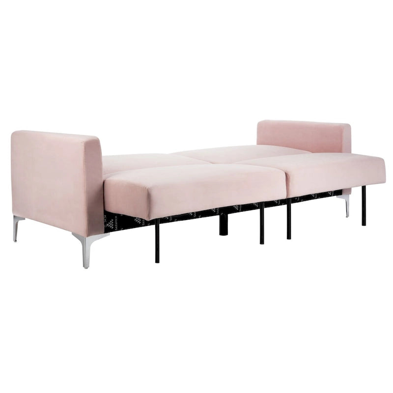 Canapé-lit futon pliable en velours contemporain avec pieds chromés