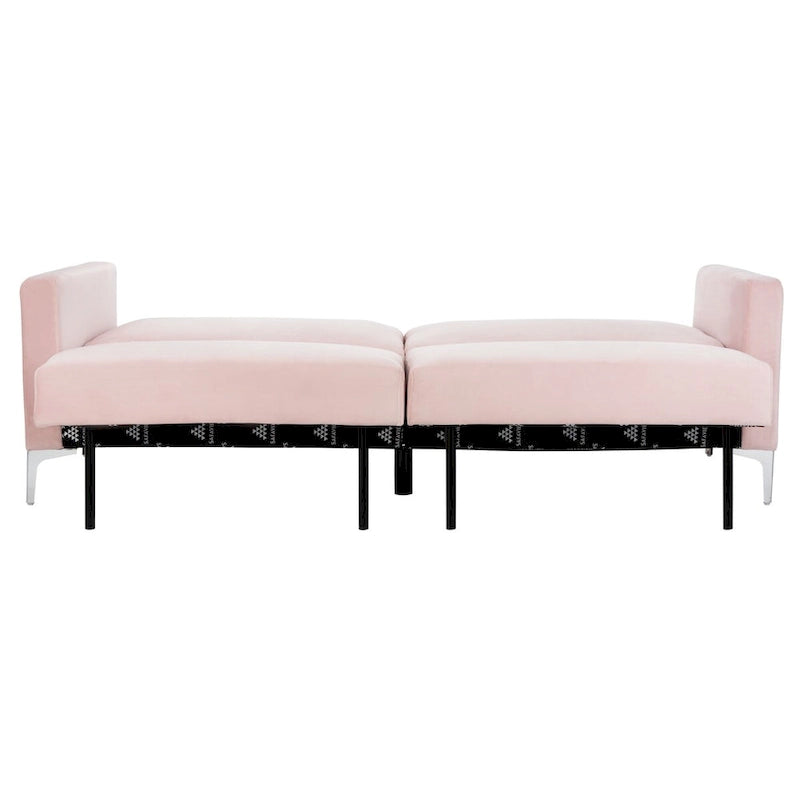 Canapé-lit futon pliable en velours contemporain avec pieds chromés